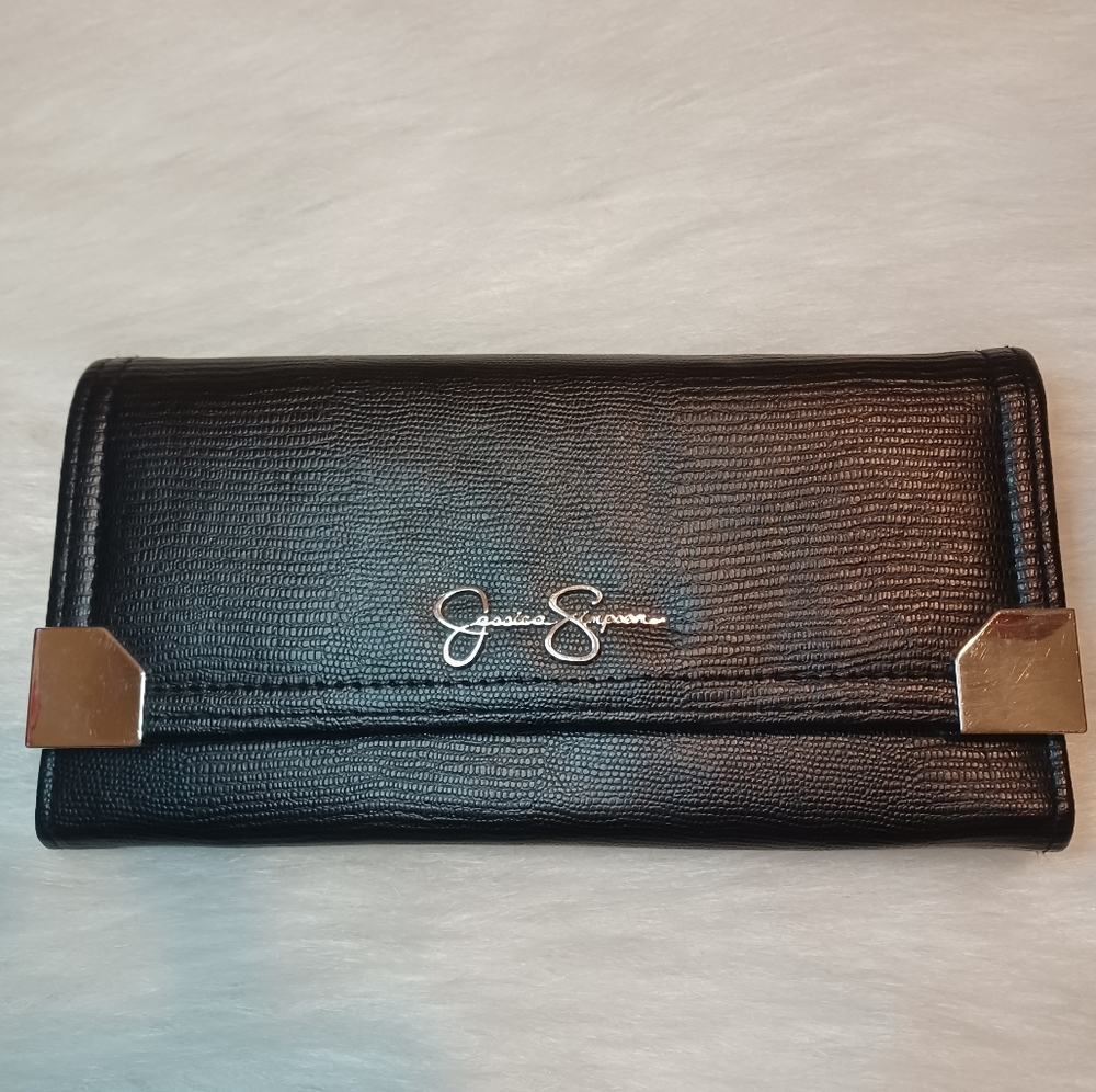 Jessica Simpson Black Silver Details Wallet / Clutch Approx 7.5 X 4